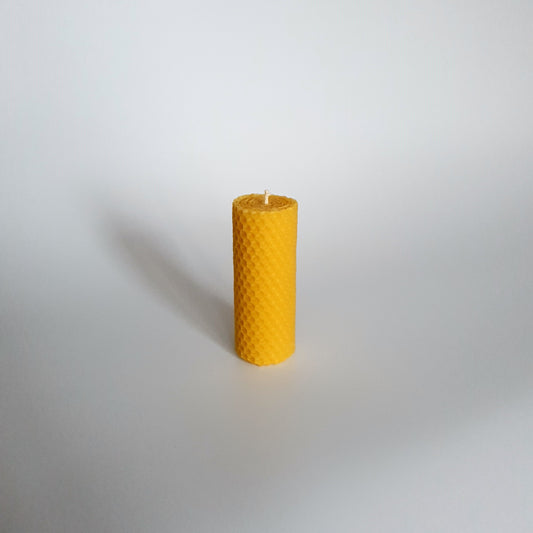 Rolled beeswax pillar candle